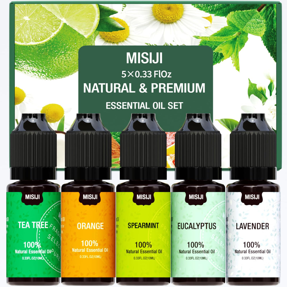 MISIJI lavender essential oil bottle for soothing diffuser sessions.