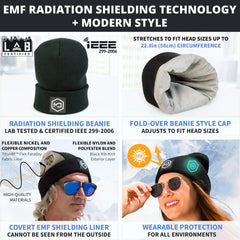 Mission Darkness EMF Blackout Beanie liner closeup reveals the concealed shielding layer beneath.