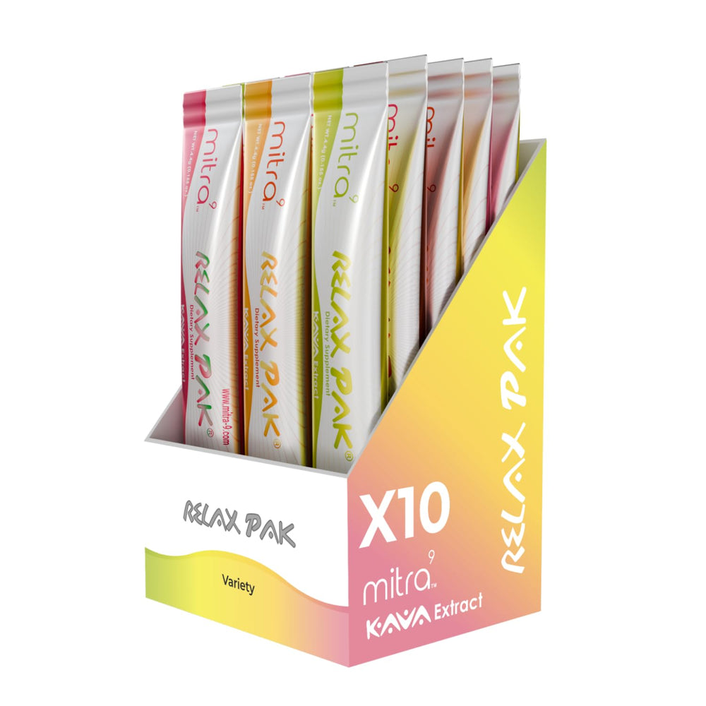 Mitra9 RelaxPak single stick opened for quick mood support on the go
