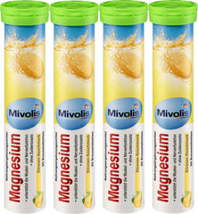 Mivolis Magnesium effervescent tablets lemon flavor in pack, sugar-free daily use.