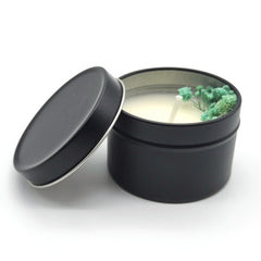 Close-up of Mivra Zyora soy wax candle with clean burn.