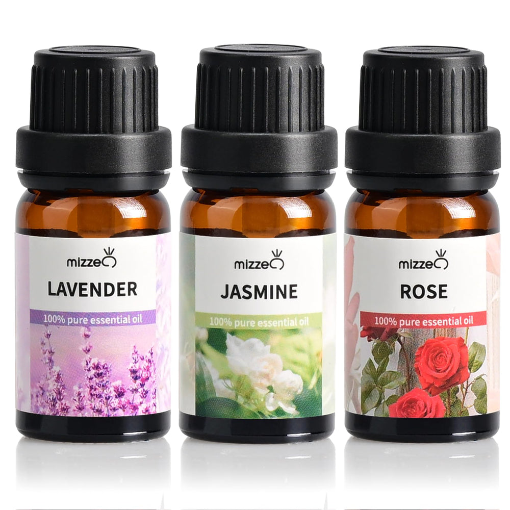 MIZZEO Lavender essential oil bottle for calming aromatherapy sessions.