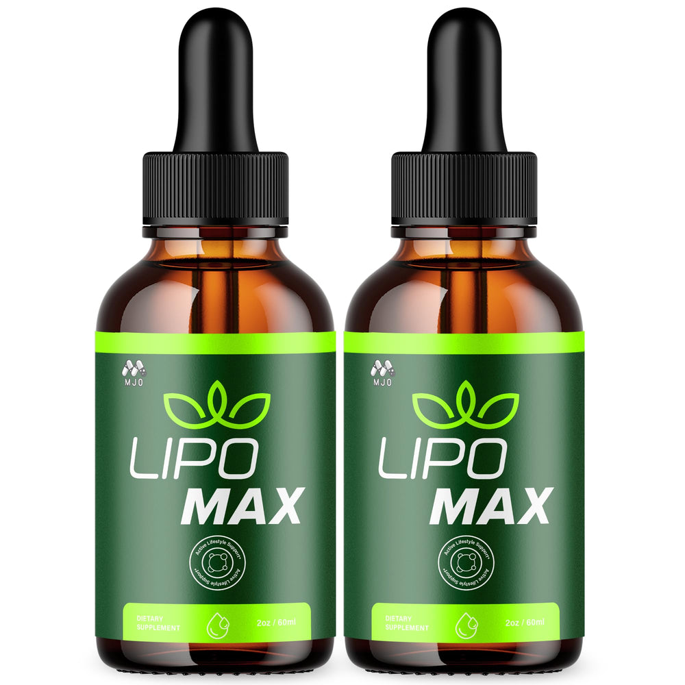 MJO Lipomax Drops bottle front with pink salt for daily wellness.