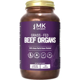 MK Supplements grass-fed beef organ bottle shows multi-organ blend for daily nourishment.