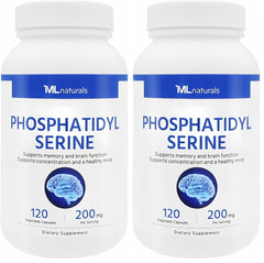 ML Naturals Phosphatidylserine bottle with 120 vegetable capsules for daily cognitive support