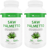 ML Naturals Saw Palmetto bottle pour showcasing premium 4:1 extract for daily urinary support