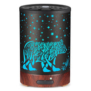 Mocosa essential oil diffuser with polar bear design and LED lighting for relaxing ambience.