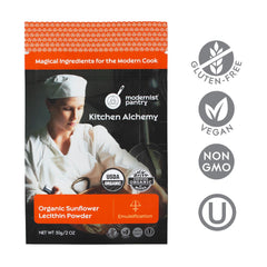 Modernist Pantry sunflower lecithin powder scoop enables precise emulsions for sauces and dressings.