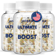 Moerie Hair Growth Supplement bottle with label signaling hair vitality support.