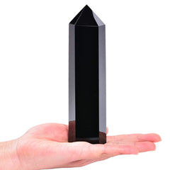 MOGEMT black obsidian tower with 6 facets for grounding and protection.