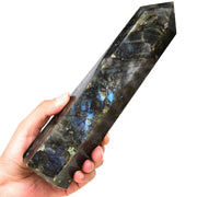 MOGEMT Labradorite Tower front view, natural energy centerpiece for calm workspaces