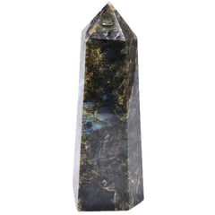 MOGEMT Labradorite Tower side view, shows color play and protective aura energy