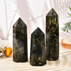 MOGEMT Labradorite obelisk radiating protective energy for workspace