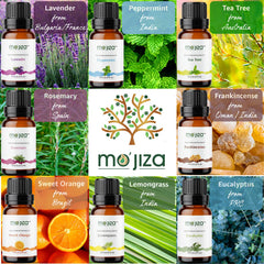 MO'JIZA lemongrass oil bottle ready for diffuser use and uplifting spaces.