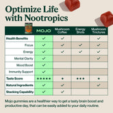 Mojo Focus Gummies Cordyceps bottle suggests stamina-friendly focus