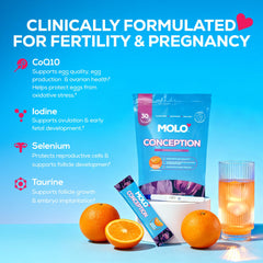 Close-up of MOLO Conception label highlights natural ingredients.