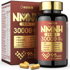 Molorik Pure 19in1 NMNH bottle front highlights NAD+ support for energy.