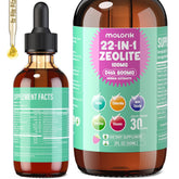 Molorik Pure zeolite detox berry bottle showing easy daily detox for all ages