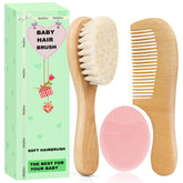 Molylove baby hair brush with goat-hair bristles gently detangles delicate scalps