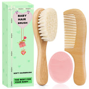 Molylove baby hair brush with goat-hair bristles gently detangles delicate scalps