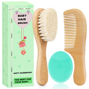 Molylove baby hair brush with natural goat bristles for delicate scalp