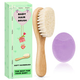 Molylove baby hair brush with natural goat bristles for gentle scalp massage