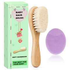 Molylove baby hair brush with natural goat bristles for gentle scalp massage