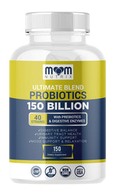 MOM NUTRIX probiotic bottle close-up with capsules for digestive balance
