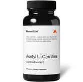 Momentous Acetyl-Carnitine bottle with pour, supporting daily energy and focus