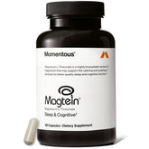 Momentous Magtein bottle front showing a brain-friendly supplement for focus.