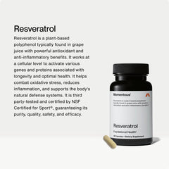 Momentous Resveratrol capsules pack highlighting convenient daily dosage.