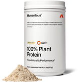 Momentous vegan protein powder jar with Vanilla Spice flavor and clean nutrition