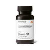 Momentous Vitamin D3 bottle label close-up showing 2000 IU per capsule for bone support