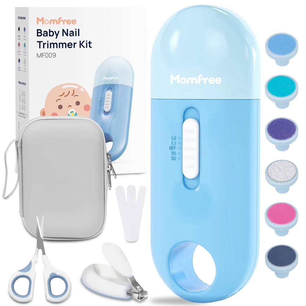 Momfree baby nail kit with storage case for easy on-the-go grooming.
