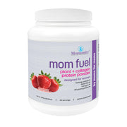 Momsanity protein powder for women in a limited edition canister, strawberry flavor.