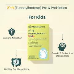 Momstamin 2'-FL HMO sachet pour into a cup for easy mixing.