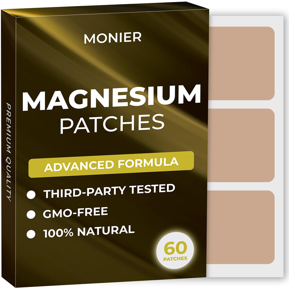 MONIER Magnesium Patches 60-pack front view highlighting natural packaging for muscle support