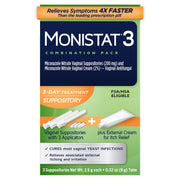 Monistat 3-Day box with three suppositories for at-home relief