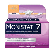 Monistat 7-day treatment pack with tube and applicators for at-home nightly use.