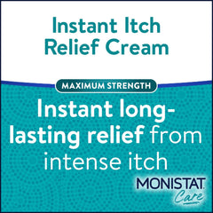 Monistat maximum-strength packaging highlights 1% hydrocortisone for relief.