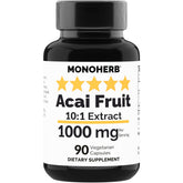 MONOHERB Acai Extract bottle front view highlighting 1000 mg per serving for daily use.