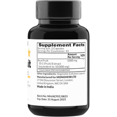 MONOHERB Acai capsules in a tray, easy daily intake.