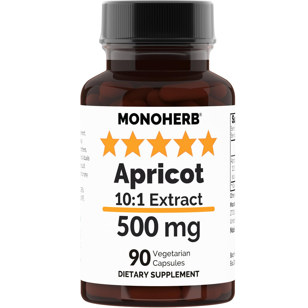 MONOHERB Apricot Extract bottle pour for easy daily dosing