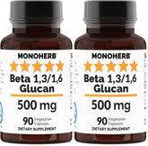 MONOHERB beta glucan bottle with clear label for daily use.