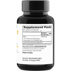 MONOHERB DHA Extract 1000 mg label close-up showing pure extract
