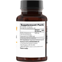 MONOHERB Gokhru capsules, transparent and easy to swallow for daily supplementation.