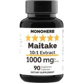 MONOHERB Maitake extract 1000mg bottle shows high-potency formula for daily support.