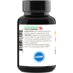 MONOHERB Maitake extract packaging highlights clean design and cGMP manufacturing quality.