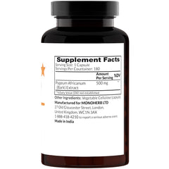 MONOHERB Pygeum Extract capsules highlight easy to swallow, additive-free daily support.