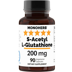 MONOHERB S-Acetyl L-Glutathione bottle showing potential antioxidant support for daily wellness